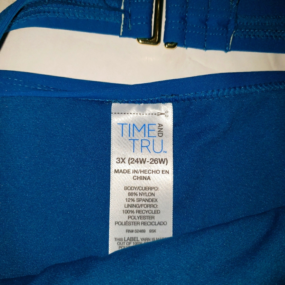 TIME & TRU NWT PLUS 3X 24 26 Blue High Rise SWIM Bottoms NEW - Picture 5 of 6
